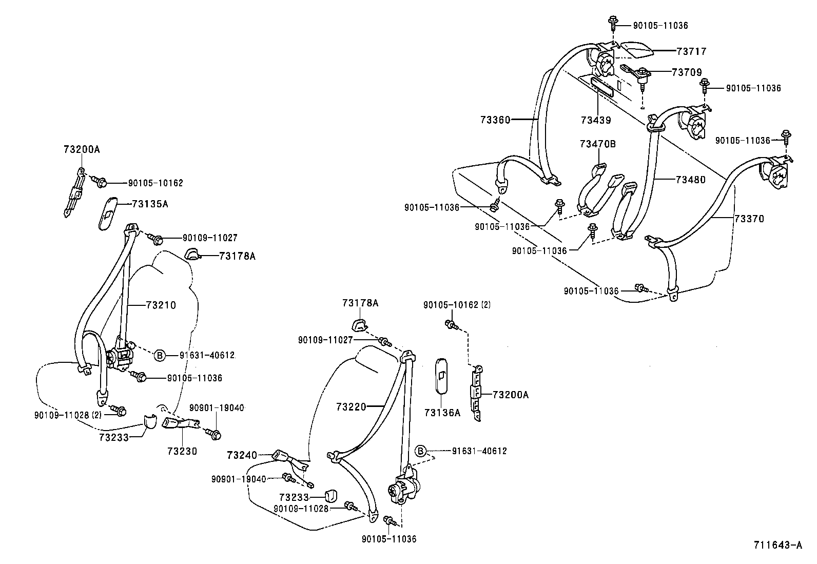 Toyota 73233-33010-C0 COVER, LAP BELT OUTER ANCHOR
