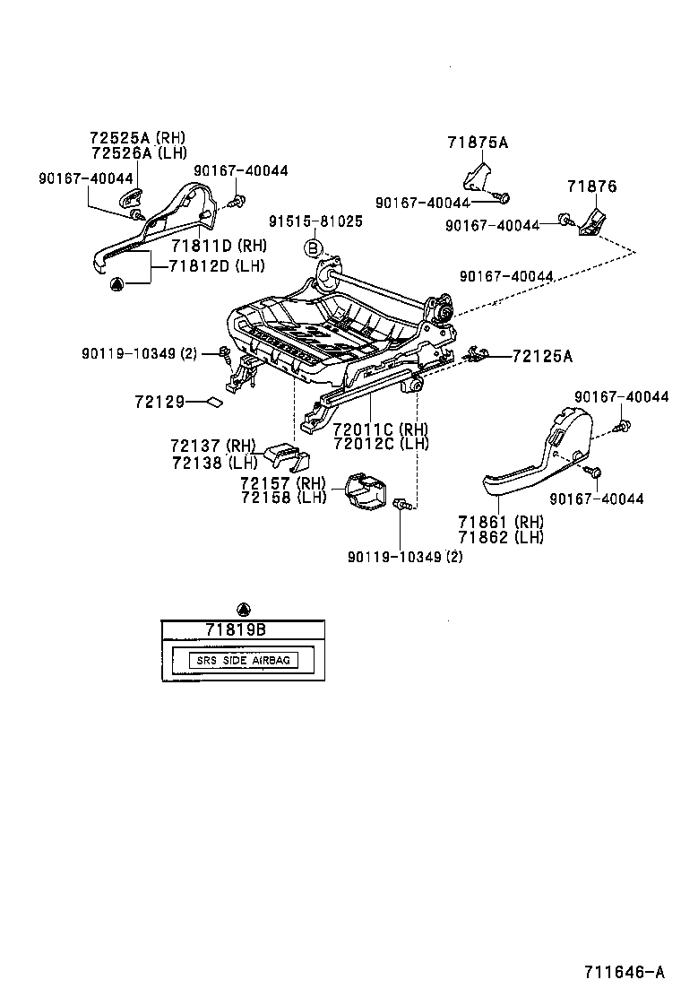 Toyota 71072-47060-B0 COVER, FRONT SEAT CUSHION, LH(FOR SEPARATE TYPE)