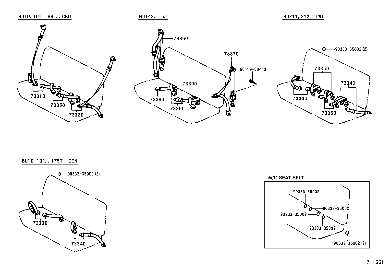 73230-37101-B0 BELT ASSY, FRONT SEAT INNER, RH product image