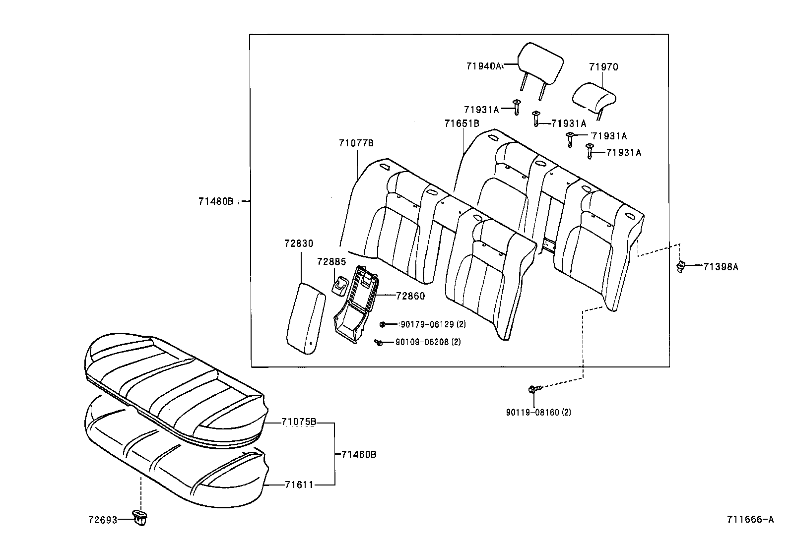 71503-YF010 PAD, REAR SEAT CUSHION product image
