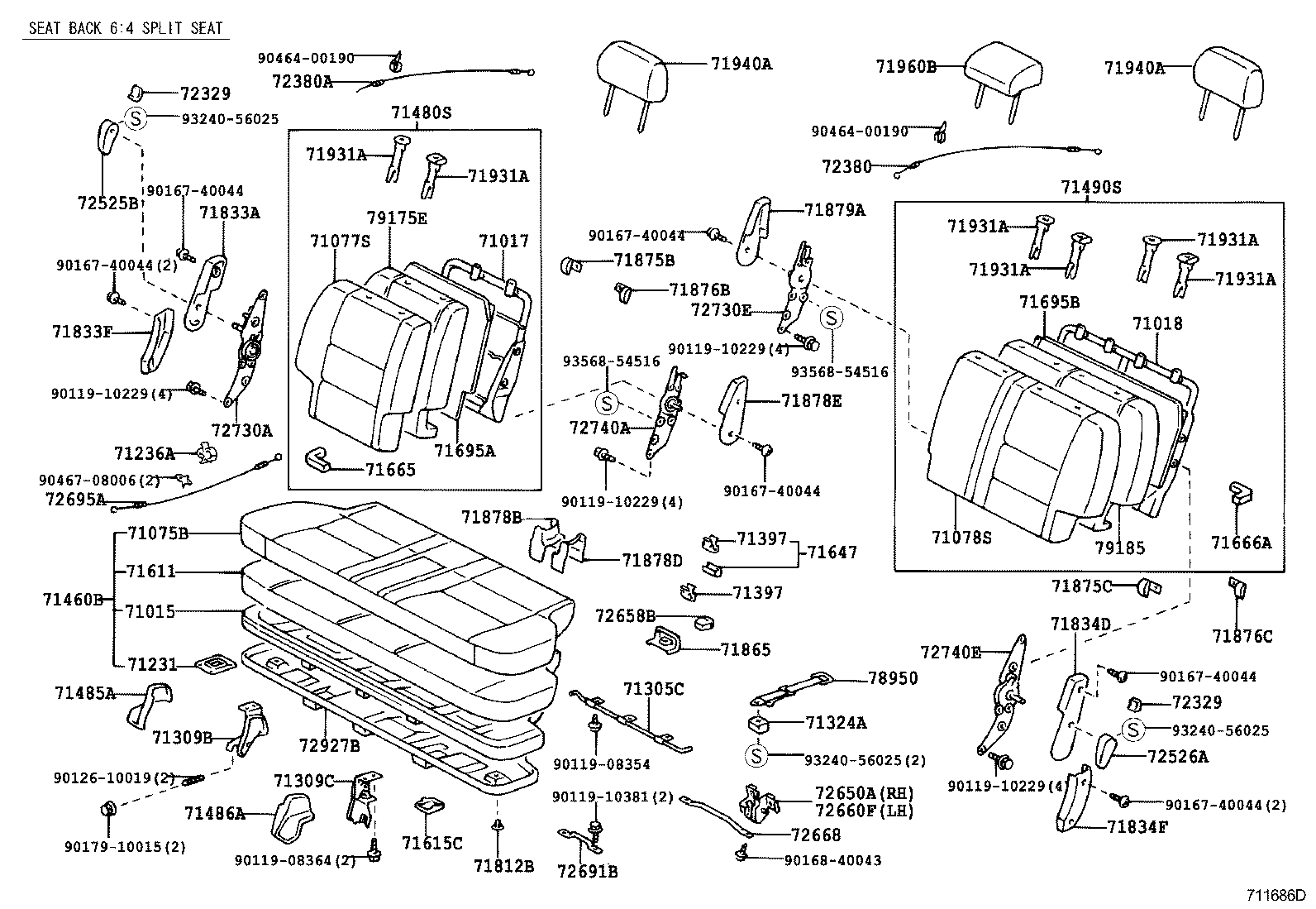 71013-60230 SPRING ASSY, FRONT SEAT BACK, RH(FOR SEPARATE TYPE) product image