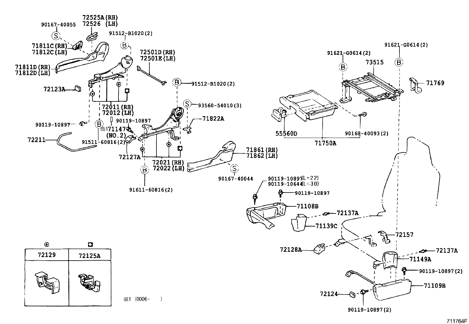 71033-28090 LEG SUB-ASSY, REAR SEAT CUSHION product image