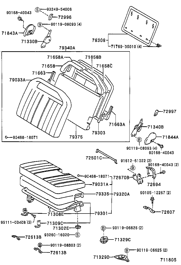 71663-35010 PAD, REAR SEAT BACK, LOWER product image