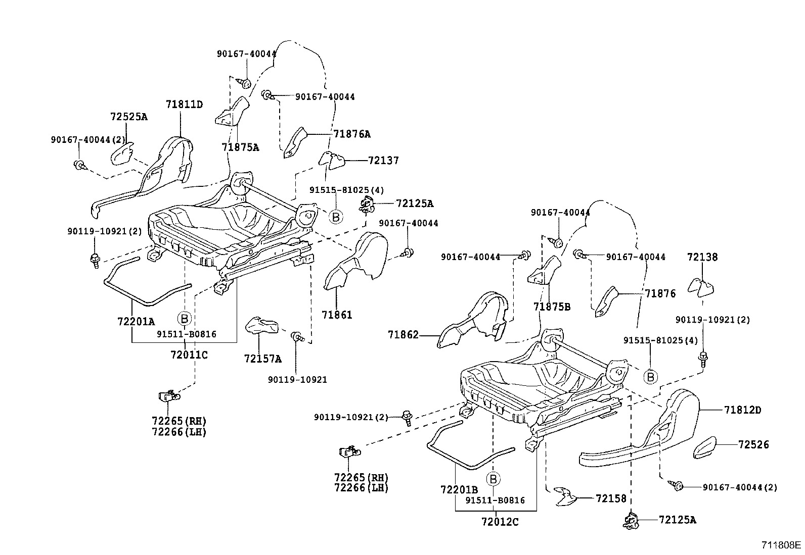 71052-13042 PAD, FRONT SEAT CUSHION, LH (FOR SEPARATE TYPE) product image