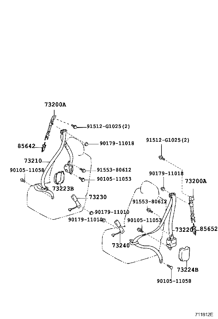 Toyota 73230-50110-B1 BELT ASSY, FRONT SEAT INNER, RH
