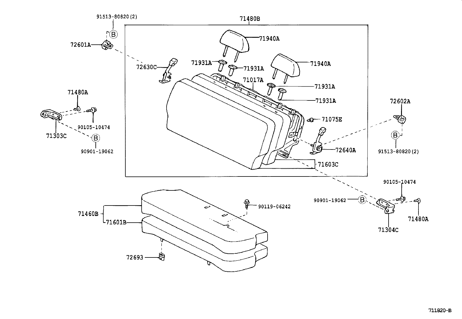 71017-52010 FRAME SUB-ASSY, REAR SEAT BACK, RH product image