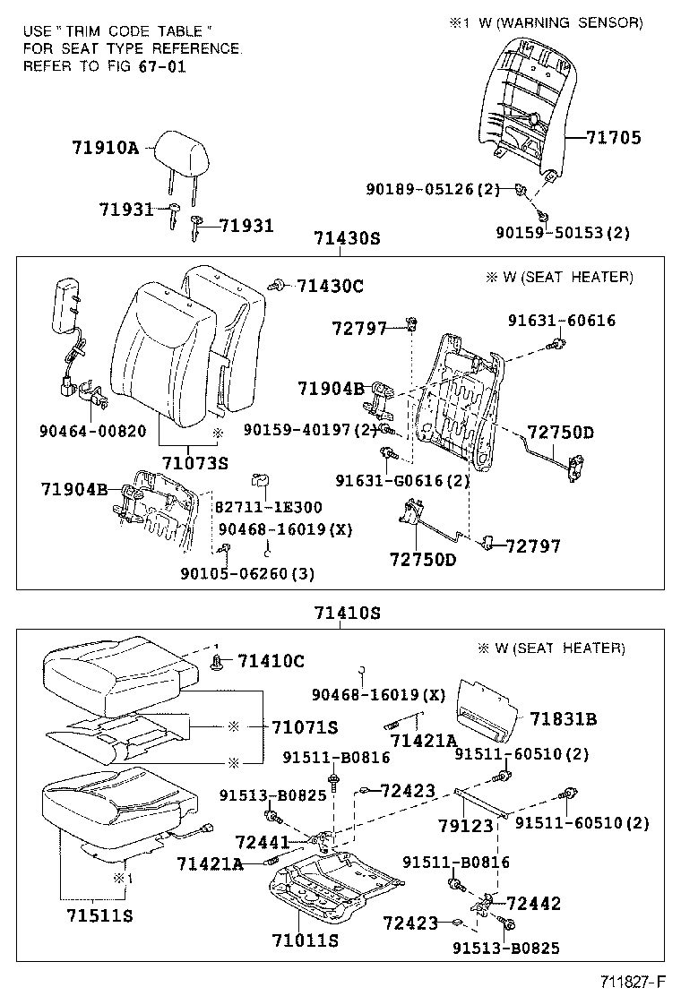 71512-50130 PAD, FRONT SEAT CUSHION, LH (FOR SEPARATE TYPE) product image