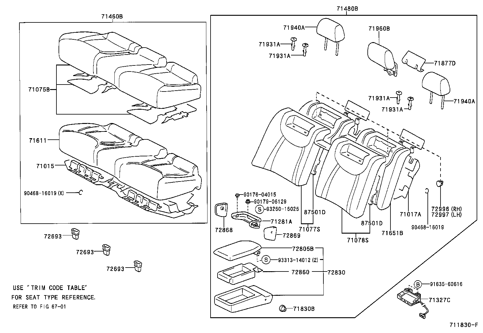 71470-50270 CUSHION ASSY, REAR SEAT, LH (FOR SEPARATE TYPE) product image