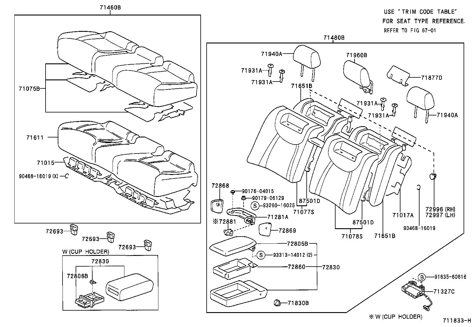 Toyota 71670-50140 FRAME SUB-ASSY, REAR SEAT BACK, RH