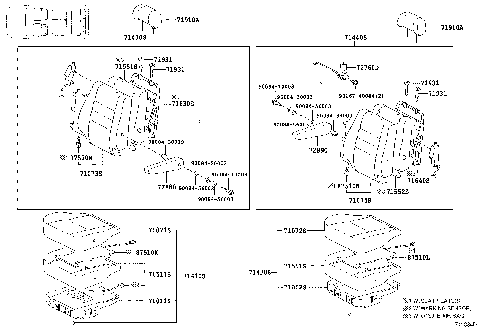 Toyota 71073-0C240-B2 COVER, FRONT SEAT BACK, RH(FOR SEPARATE TYPE)