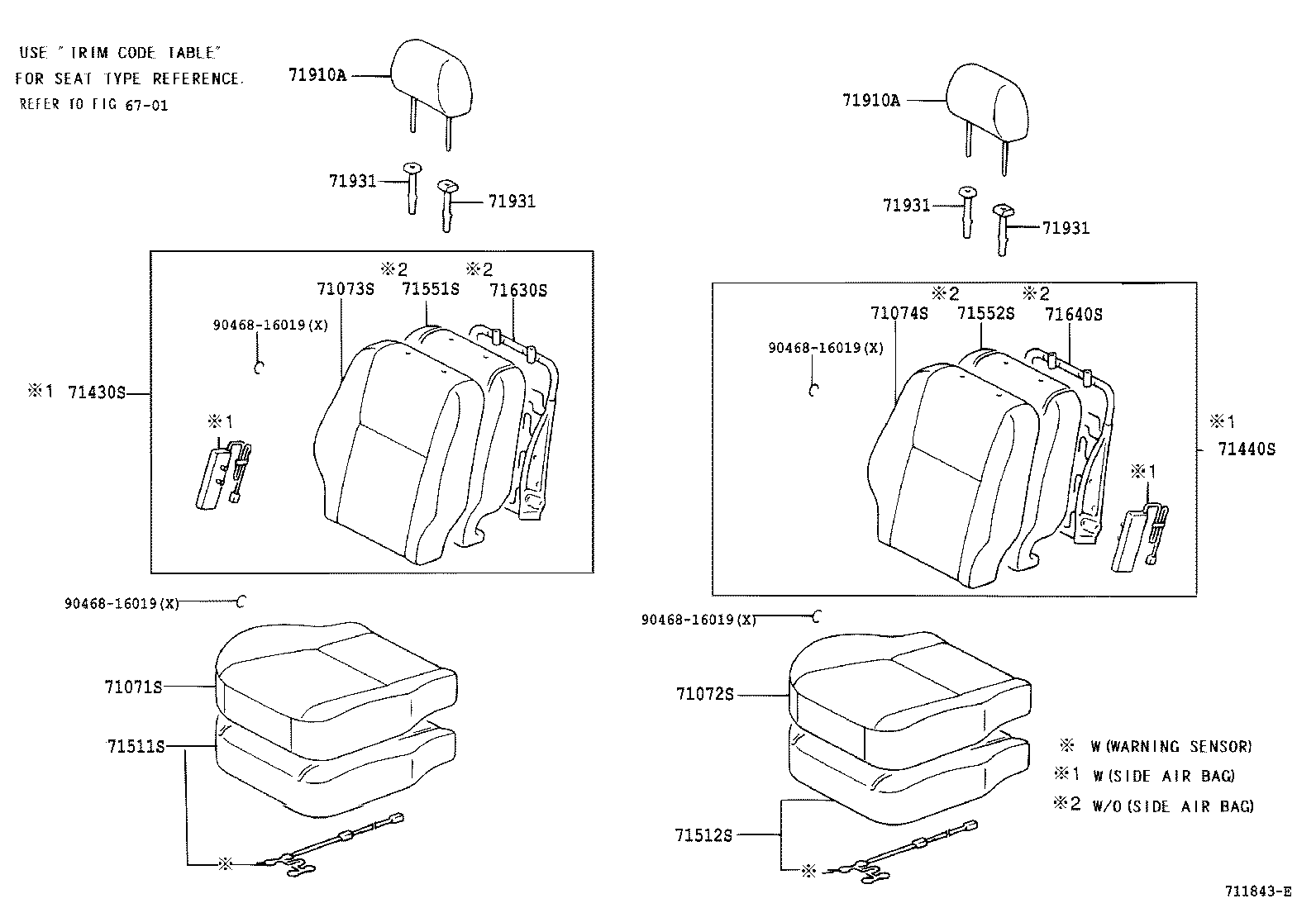 71502-63022 PAD, FRONT SEAT CUSHION, LH (FOR SEPARATE TYPE) product image