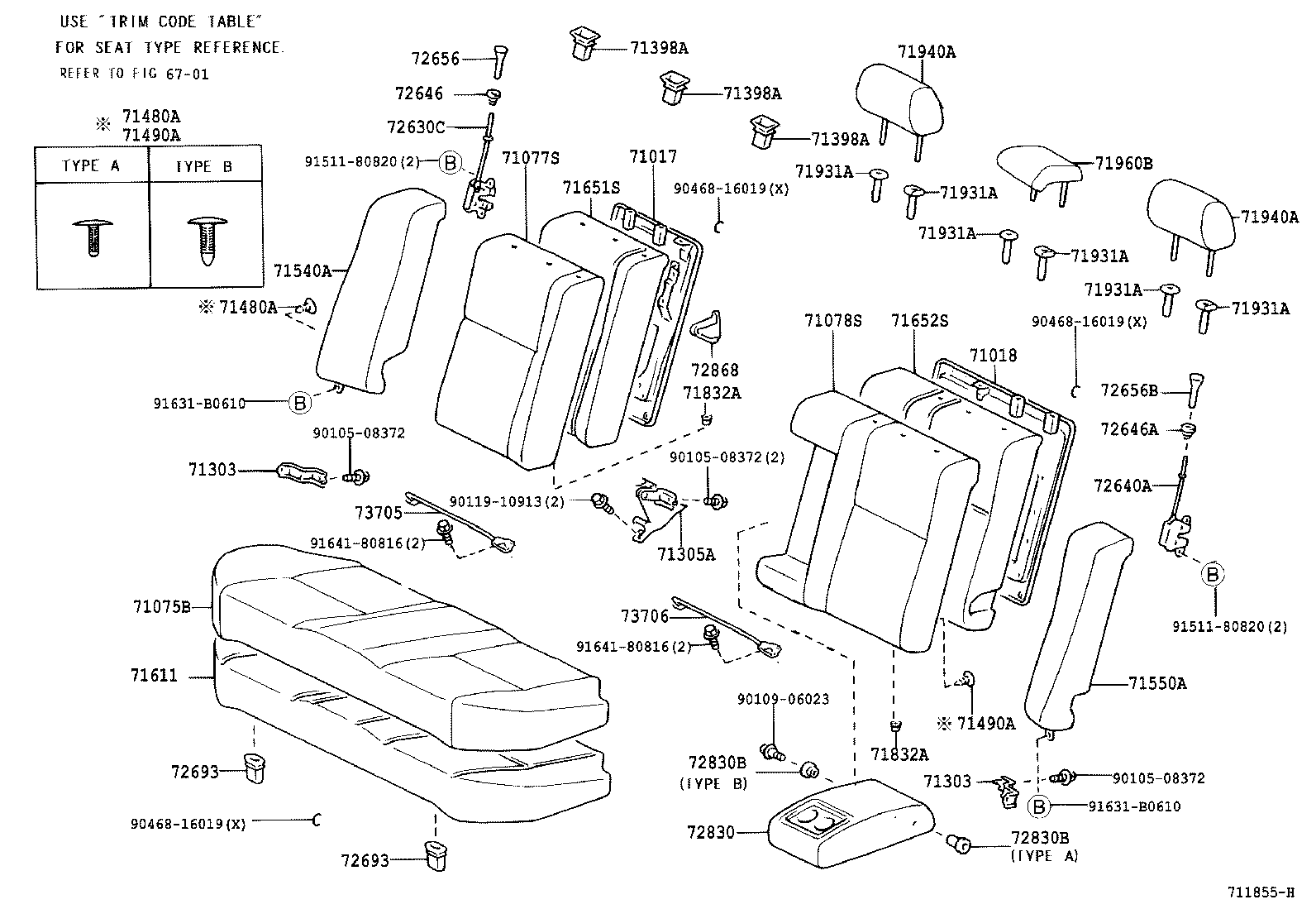 71018-13100 FRAME SUB-ASSY, REAR SEAT BACK, LH product image