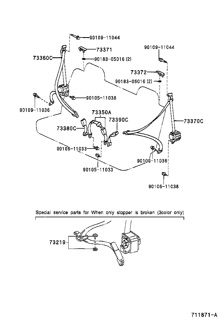 73230-60360-B0 BELT ASSY, FRONT SEAT INNER, LH product image