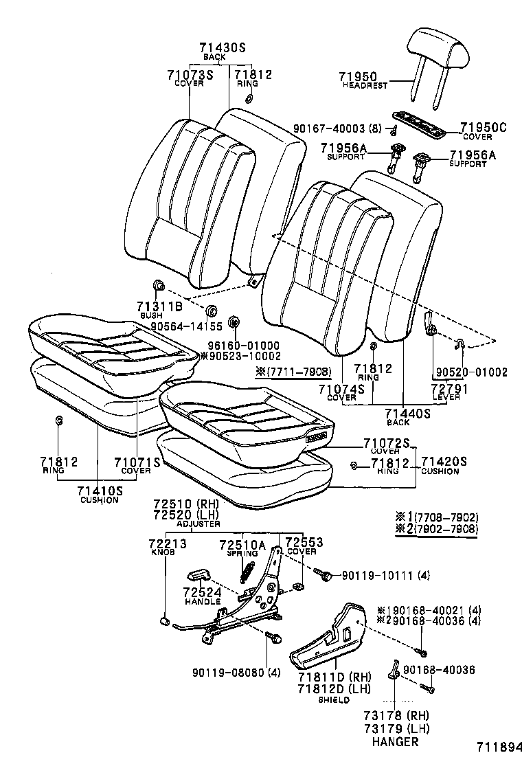 71410-1B080-01 CUSHION ASSY, FRONT SEAT, RH(FOR SEPARATE TYPE) product image