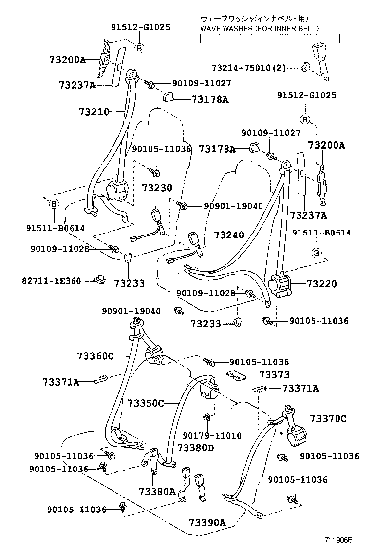 Toyota 73220-48040-B1 BELT ASSY, FRONT SEAT OUTER, LH