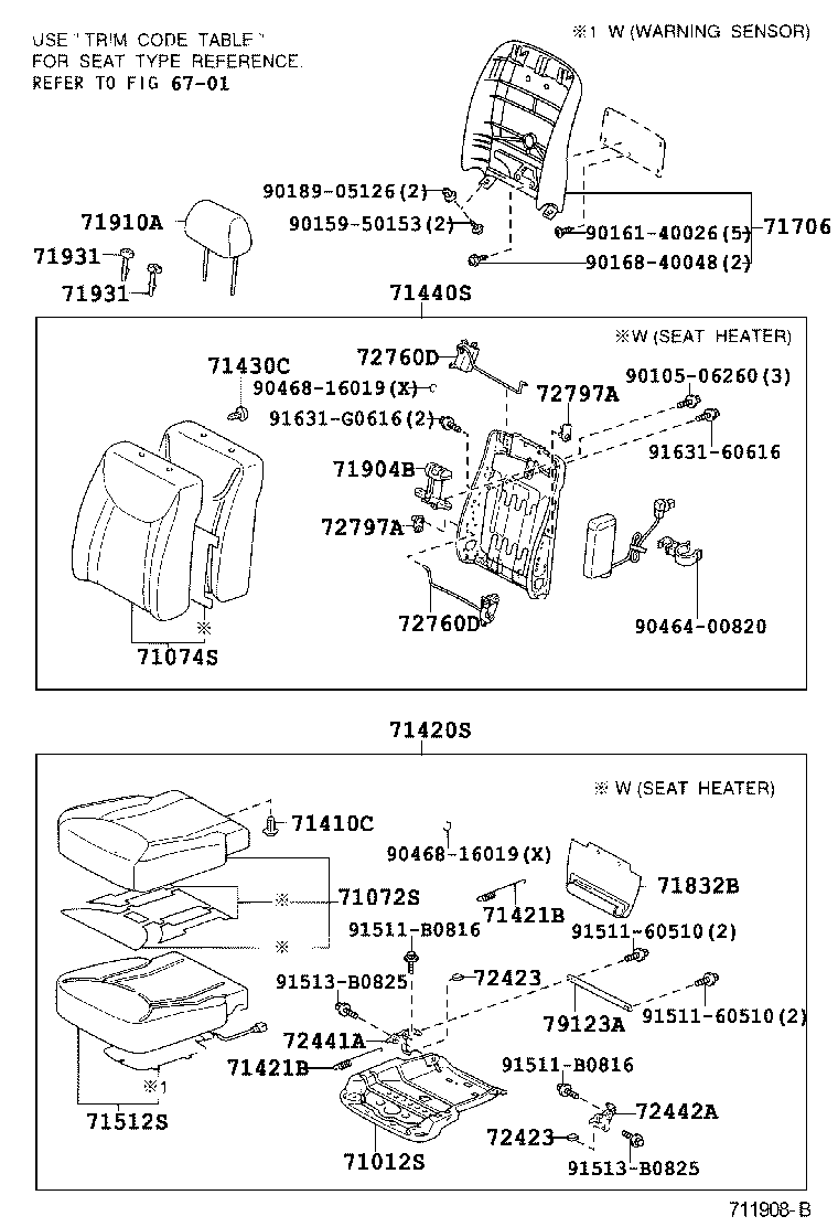 71512-50130 PAD, FRONT SEAT CUSHION, LH (FOR SEPARATE TYPE) product image