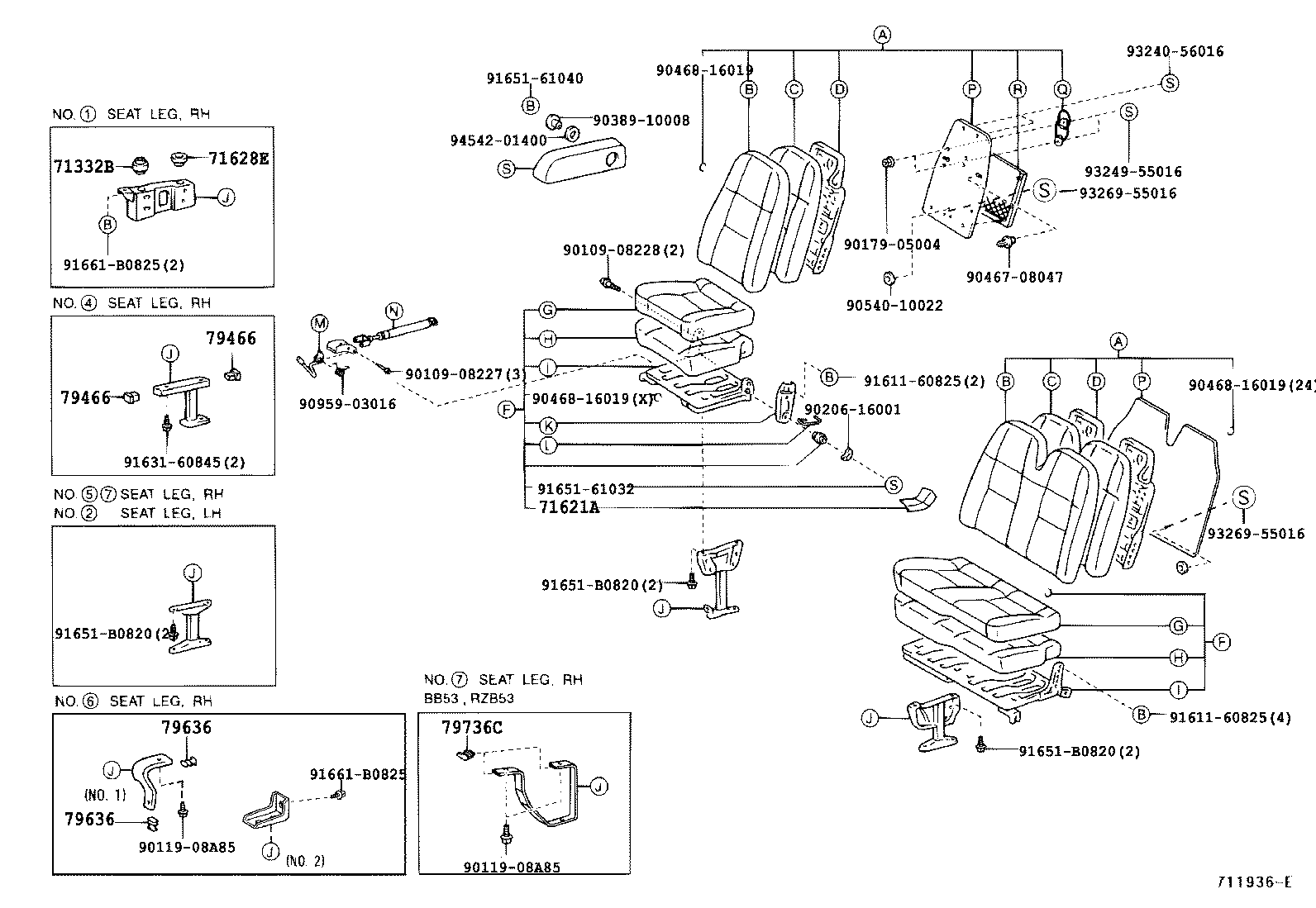 79103-0S030 FRAME SUB-ASSY, NO.1 SEAT BACK, RH product image