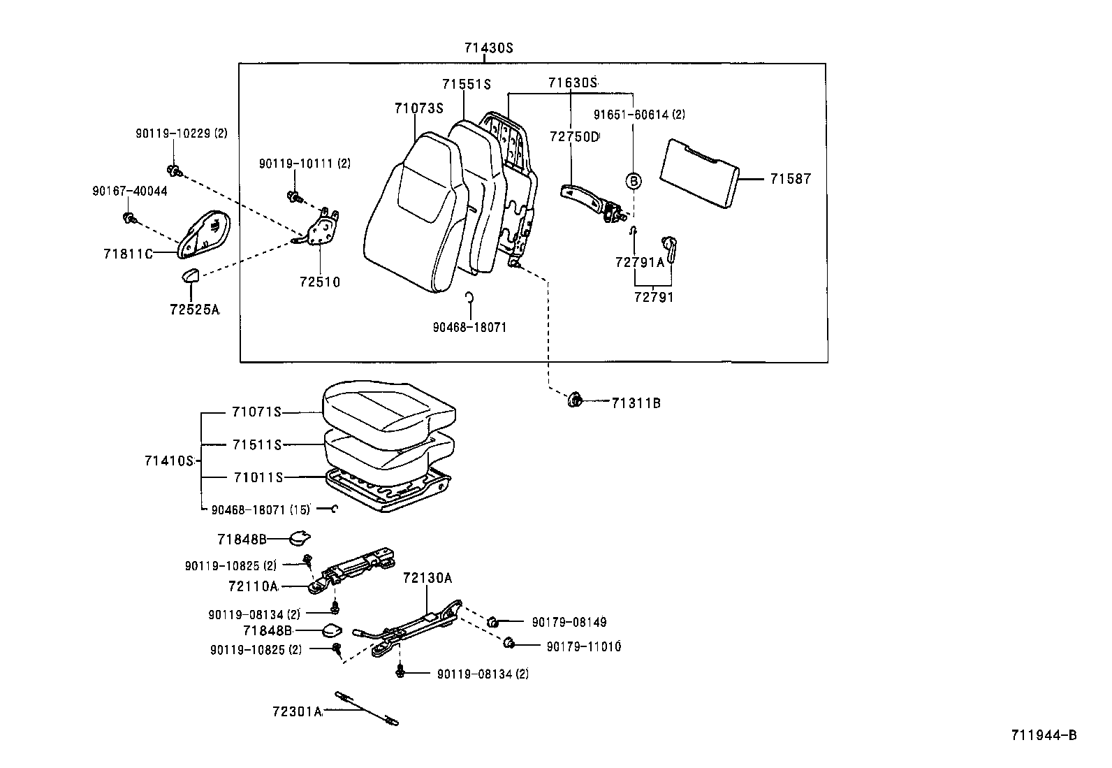 71014-37060 SPRING ASSY, FRONT SEAT BACK, LH(FOR SEPARATE TYPE) product image