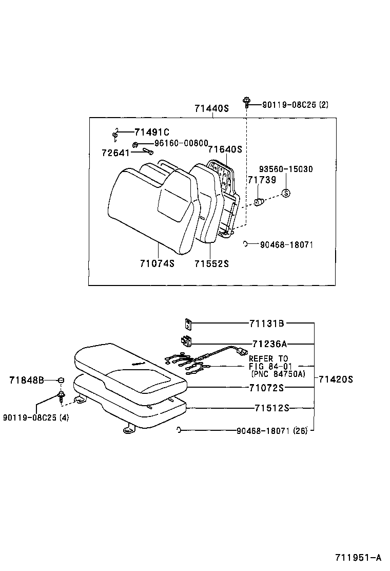 71502-37180 PAD, FRONT SEAT CUSHION, LH (FOR SEPARATE TYPE) product image