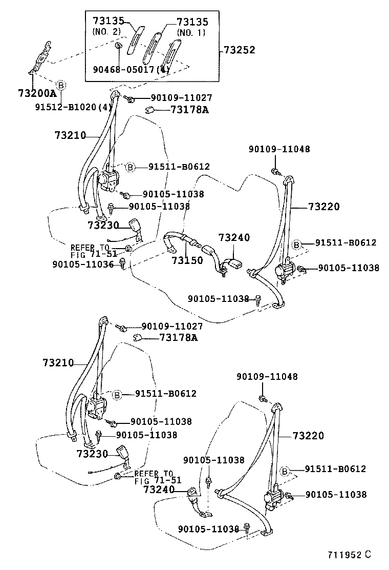 73240-37170-B0 BELT ASSY, FRONT SEAT INNER, LH product image