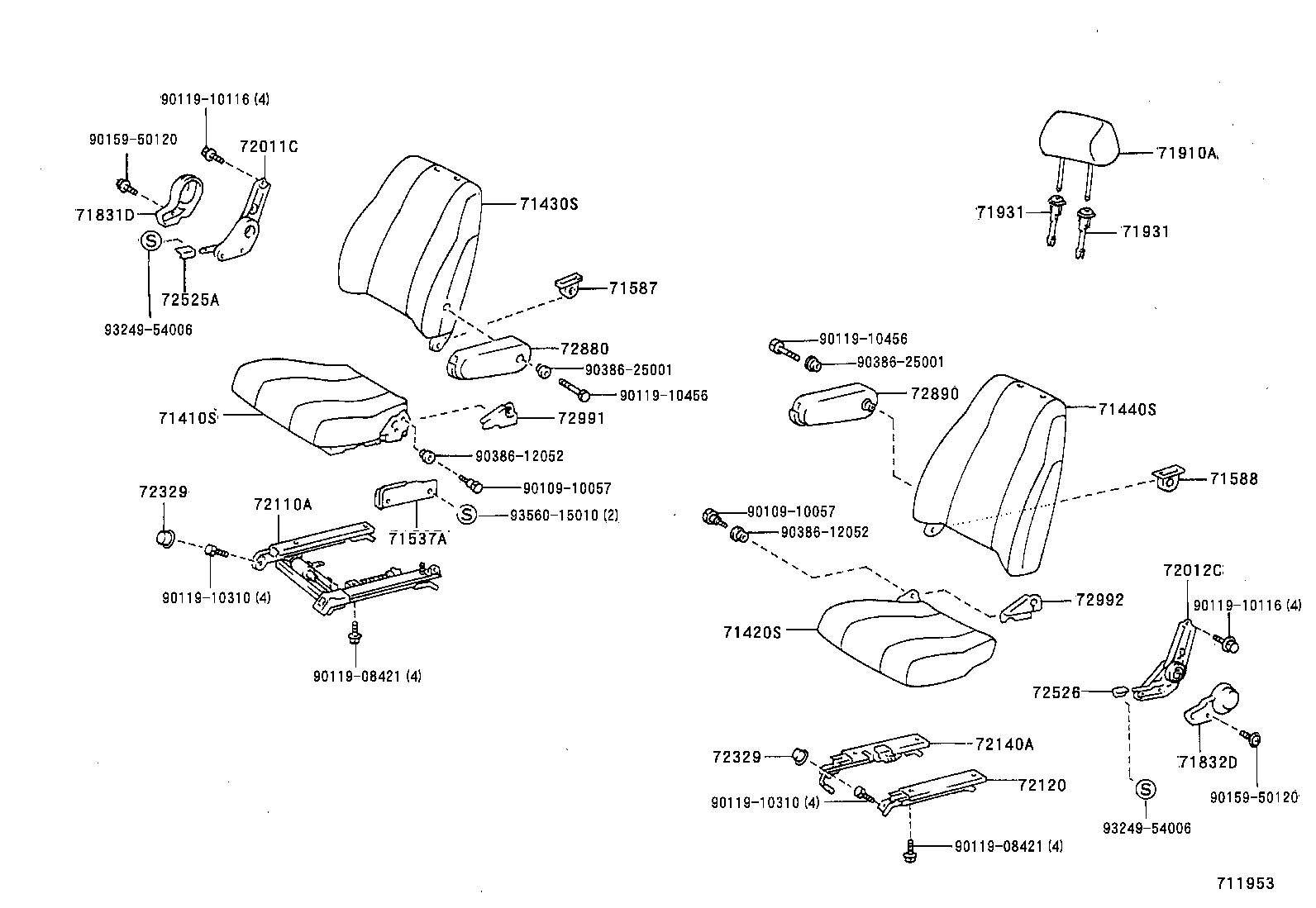 71309-28060 LEG SUB-ASSY, REAR SEAT CUSHION product image