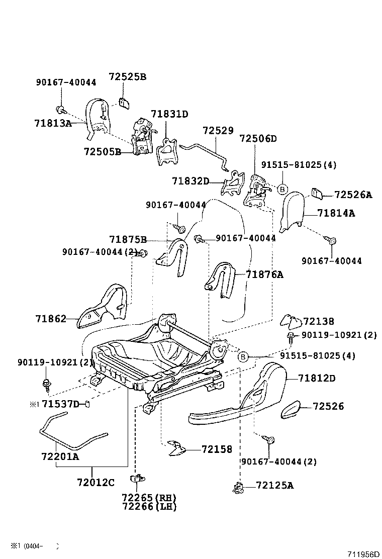 71430-12B80-A0 BACK ASSY, FRONT SEAT, RH(FOR SEPARATE TYPE) product image
