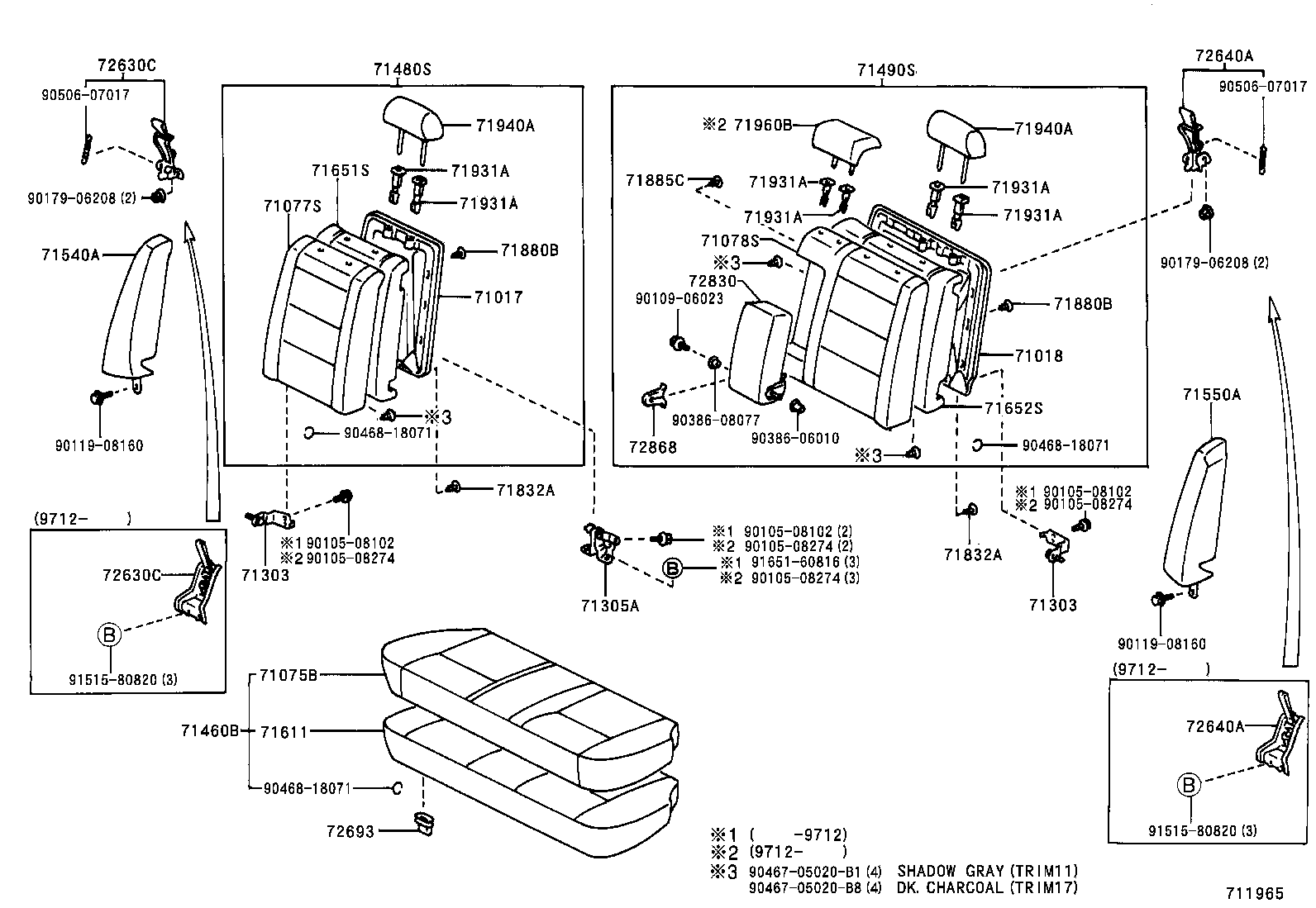 71017-20551 FRAME SUB-ASSY, REAR SEAT BACK, RH product image