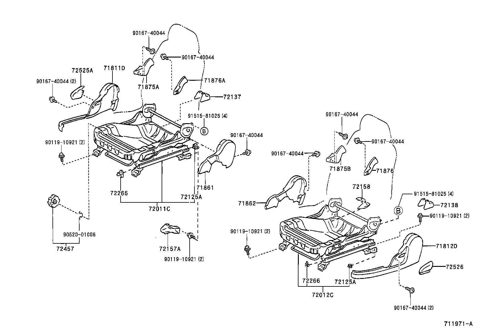 71502-12010 PAD, FRONT SEAT CUSHION, LH (FOR SEPARATE TYPE) product image