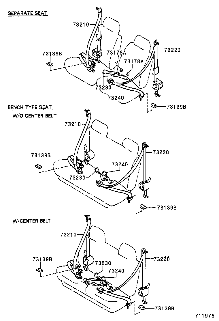73230-35210 BELT ASSY, FRONT SEAT INNER, RH product image