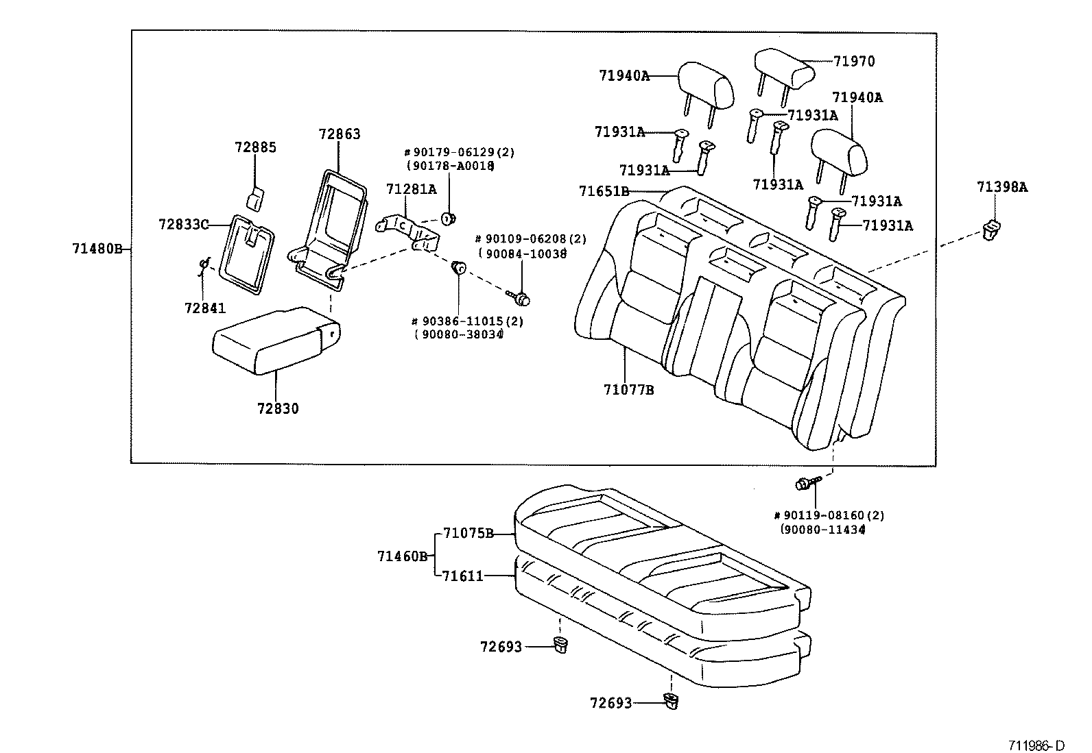 71503-AC020 PAD, REAR SEAT CUSHION product image