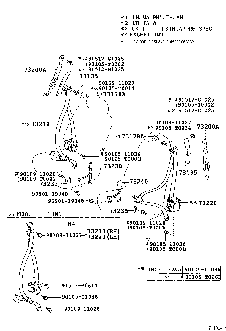 73210-02090-A0 BELT ASSY, FRONT SEAT OUTER, RH product image