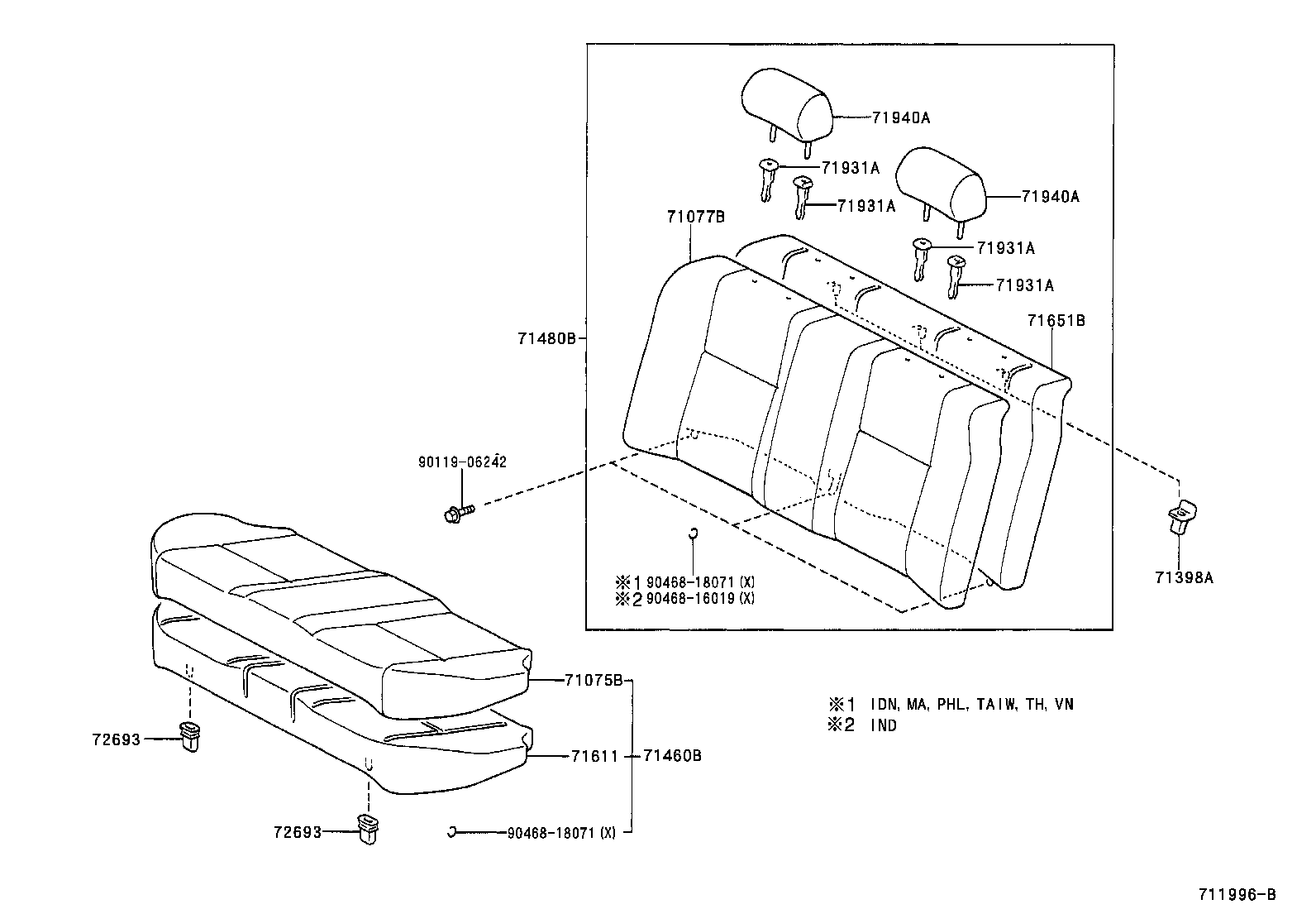 71503-02060 PAD, REAR SEAT CUSHION product image