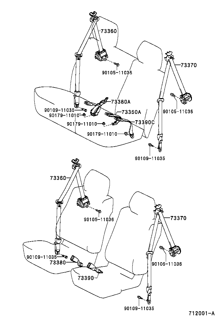 73560-44040-C0 BELT ASSY, REAR NO.2 SEAT, OUTER RH product image