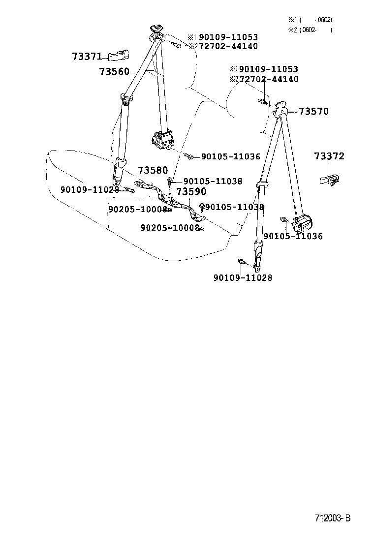 73560-44040-C0 BELT ASSY, REAR NO.2 SEAT, OUTER RH product image