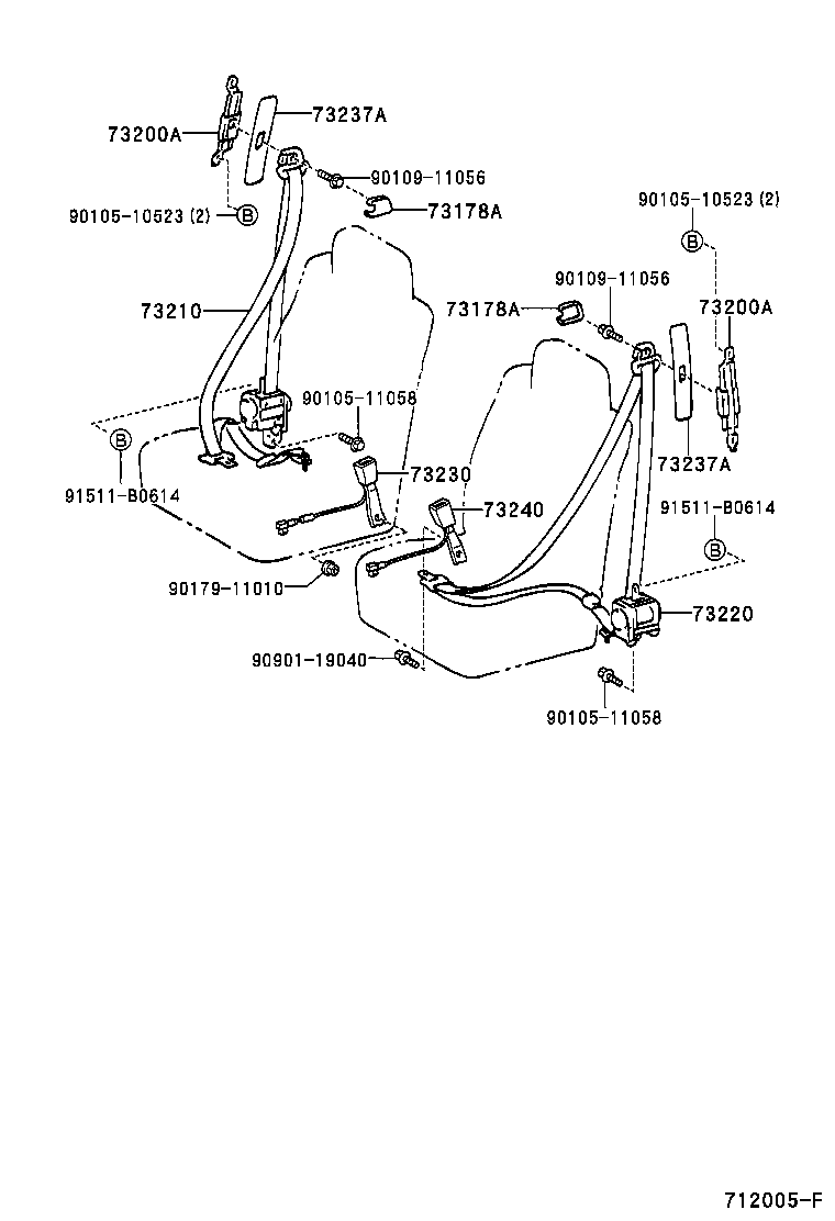 73230-44010-B2 BELT ASSY, FRONT SEAT INNER, RH product image