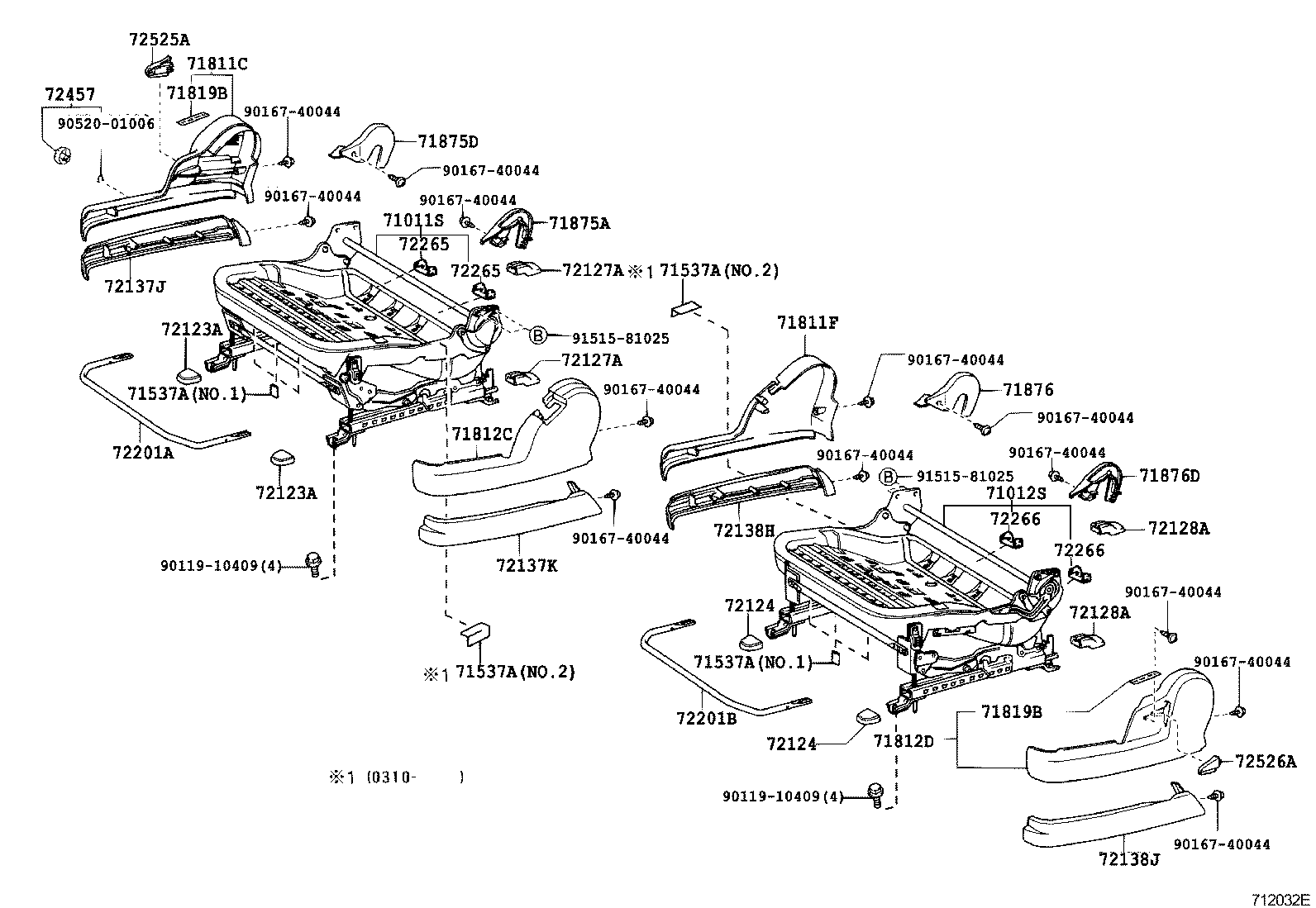 71120-44010 FRAME SUB-ASSY, FRONT SEAT CUSHION, LH product image