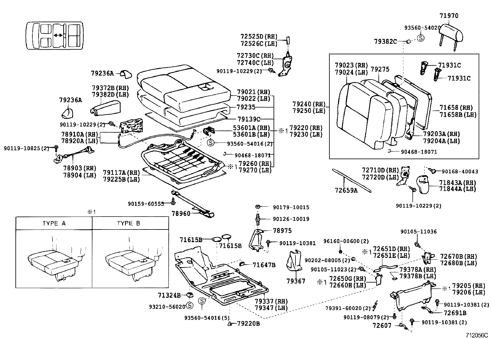 71017-60410 FRAME SUB-ASSY, REAR SEAT BACK, RH product image