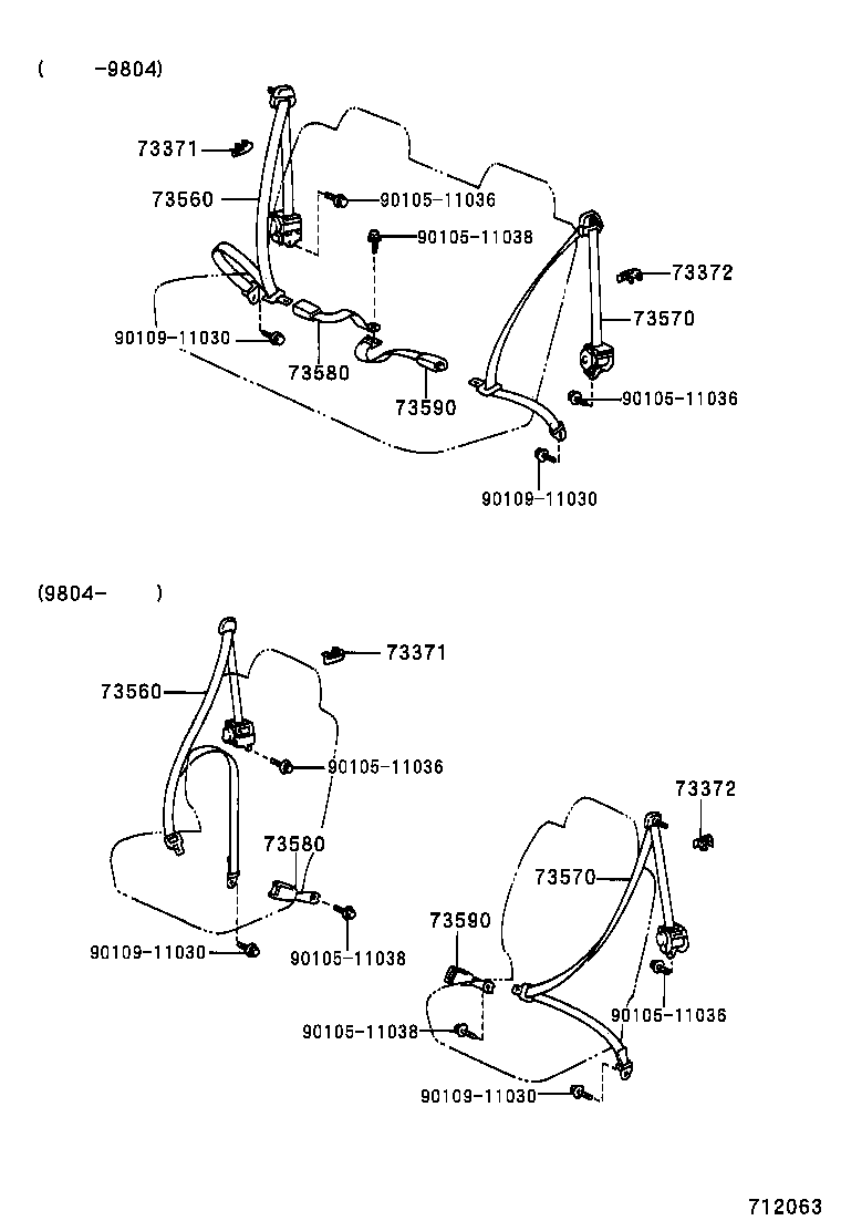 73570-44010-B0 BELT ASSY, REAR NO.2 SEAT, OUTER LH product image
