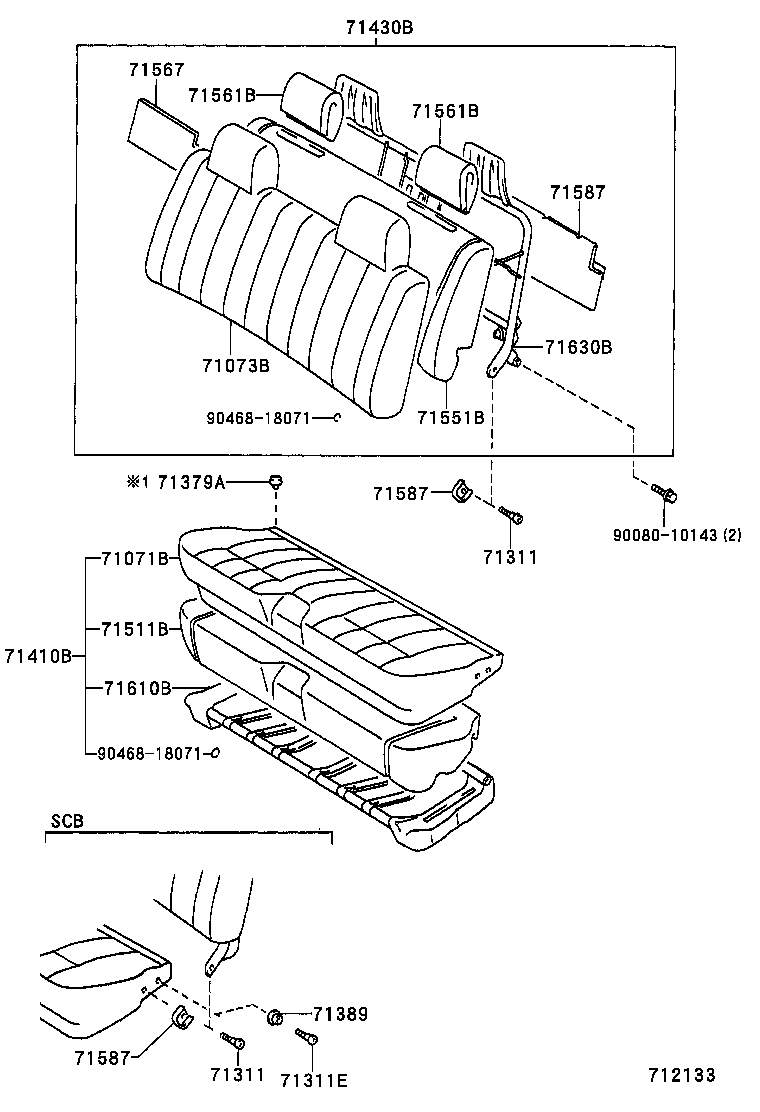 71015-35040 FRAME SUB-ASSY, REAR SEAT CUSHION product image