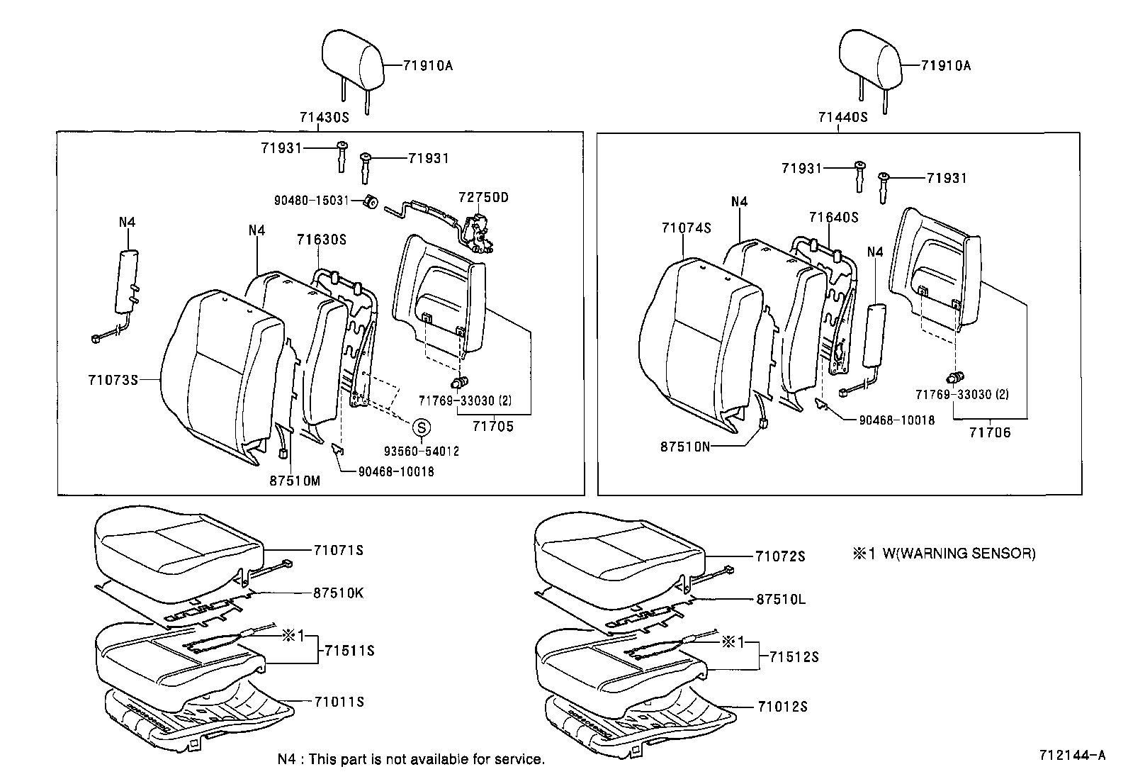 71502-33040 PAD, FRONT SEAT CUSHION, LH (FOR SEPARATE TYPE) product image