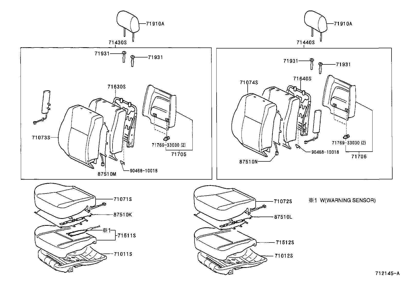 Toyota 71040-33230-A1 BACK ASSY, FRONT SEAT, RH(FOR SEPARATE TYPE)