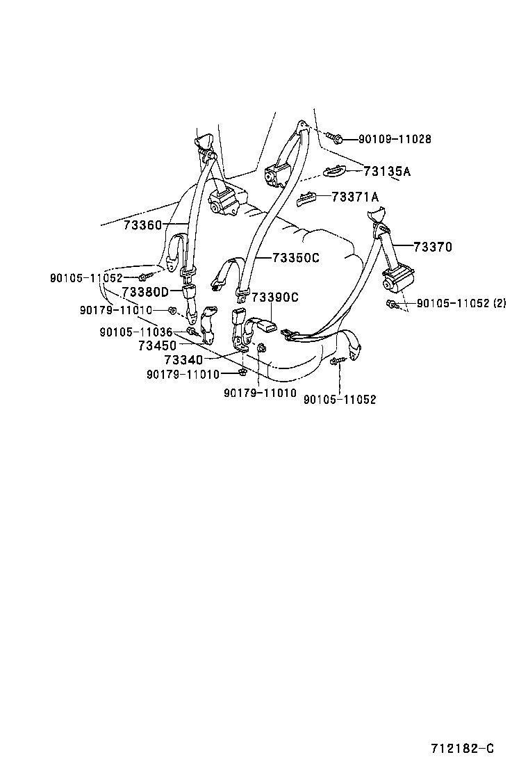 73230-52080-B2 BELT ASSY, FRONT SEAT INNER, RH product image