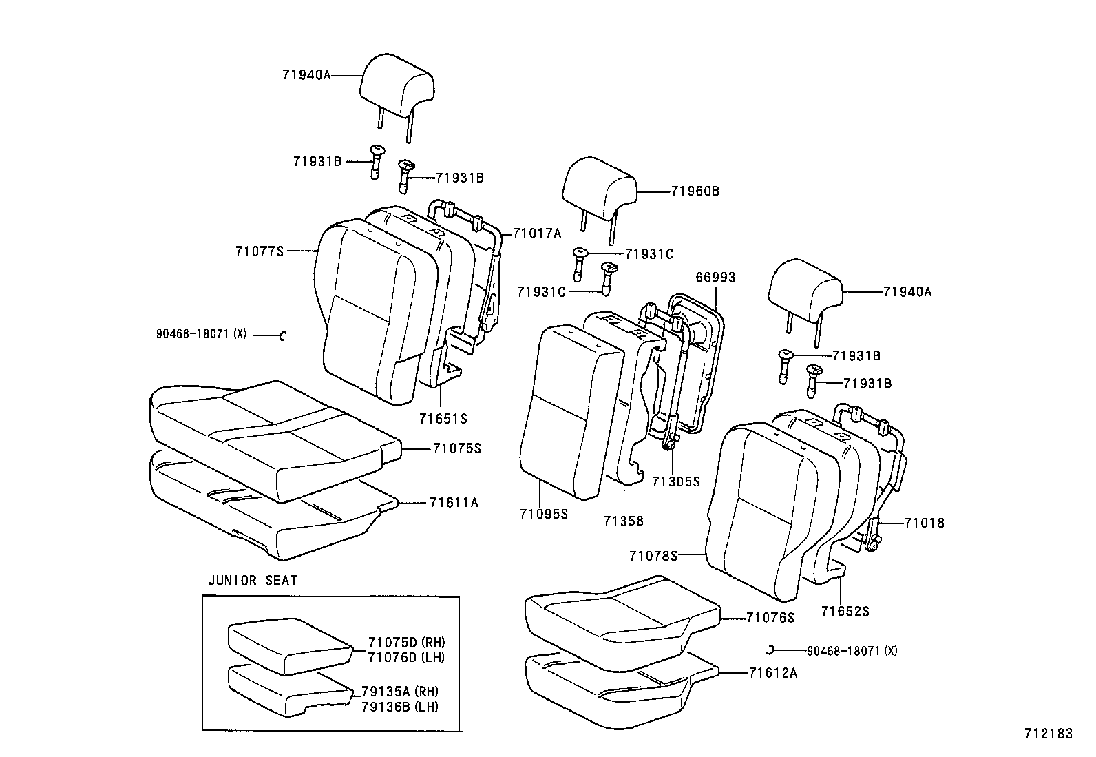 71016-13060 FRAME SUB-ASSY, REAR SEAT CUSHION, LH product image
