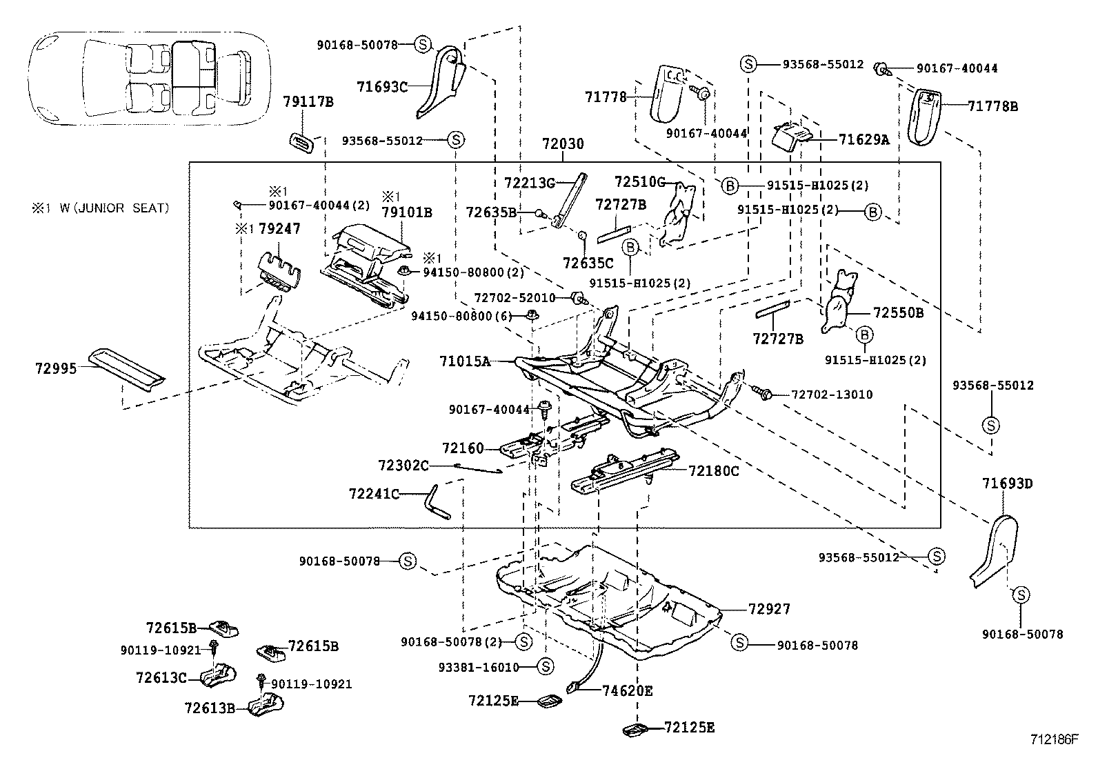 71016-13060 FRAME SUB-ASSY, REAR SEAT CUSHION, LH product image