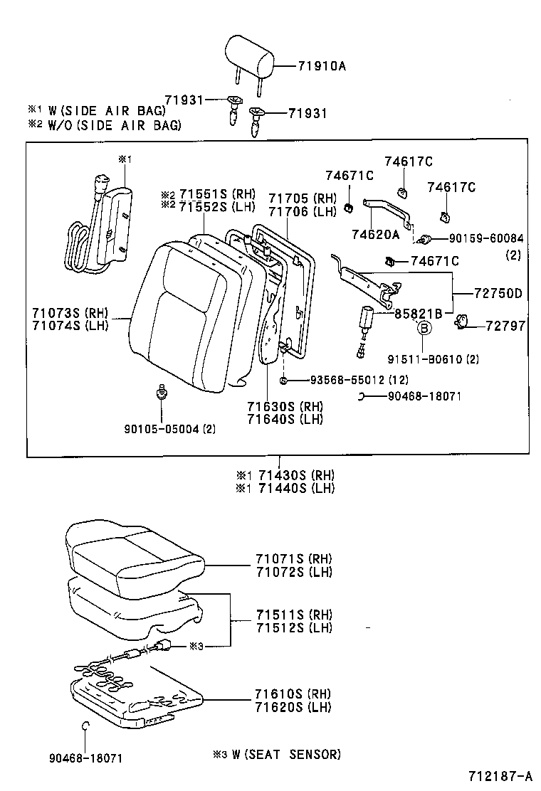 71052-30070 PAD, FRONT SEAT CUSHION, LH (FOR SEPARATE TYPE) product image