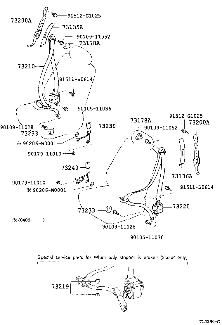 73015-13010 BRACKET SUB-ASSY, BELT OUTER ANCHOR, RH product image