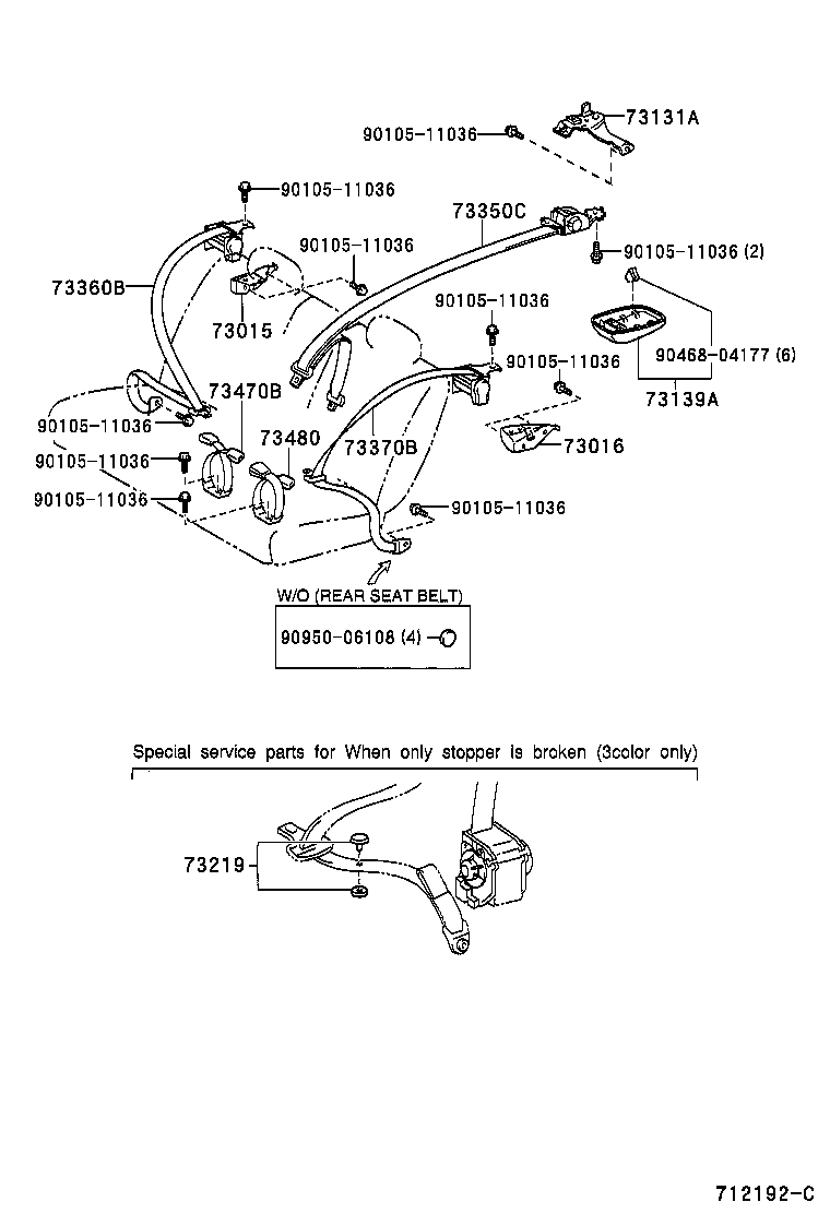 73015-13010 BRACKET SUB-ASSY, BELT OUTER ANCHOR, RH product image