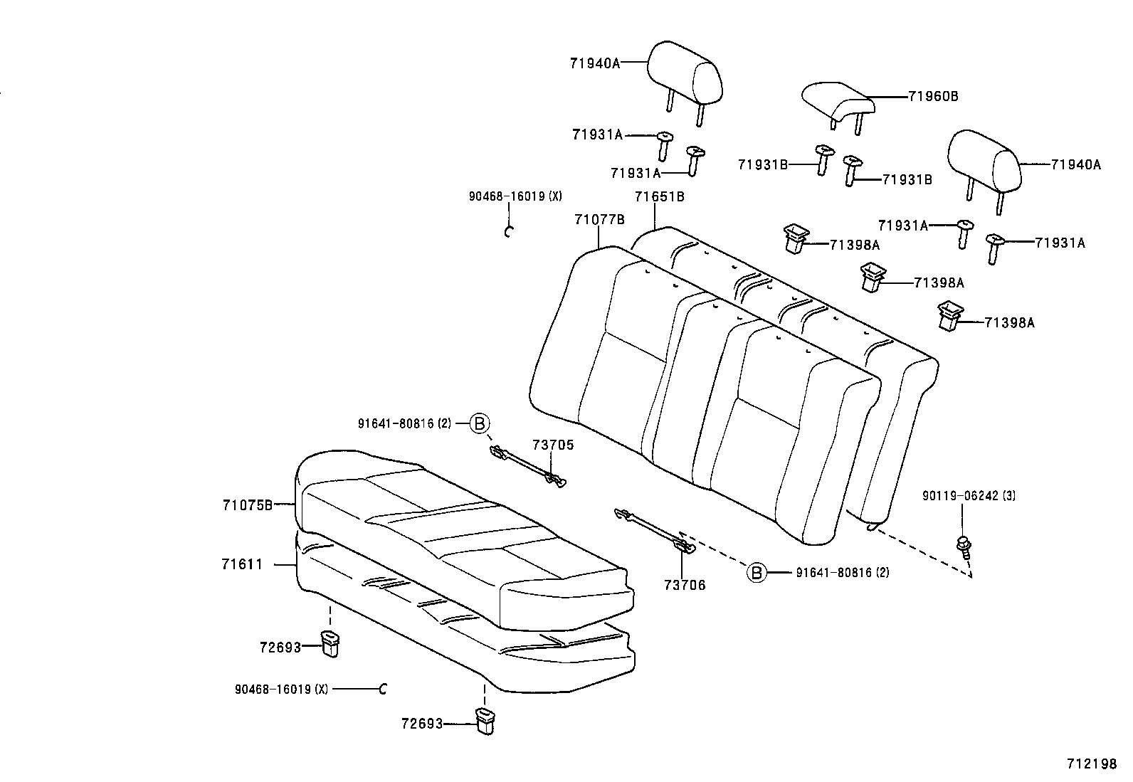 71017-13280 FRAME SUB-ASSY, REAR SEAT BACK, RH product image