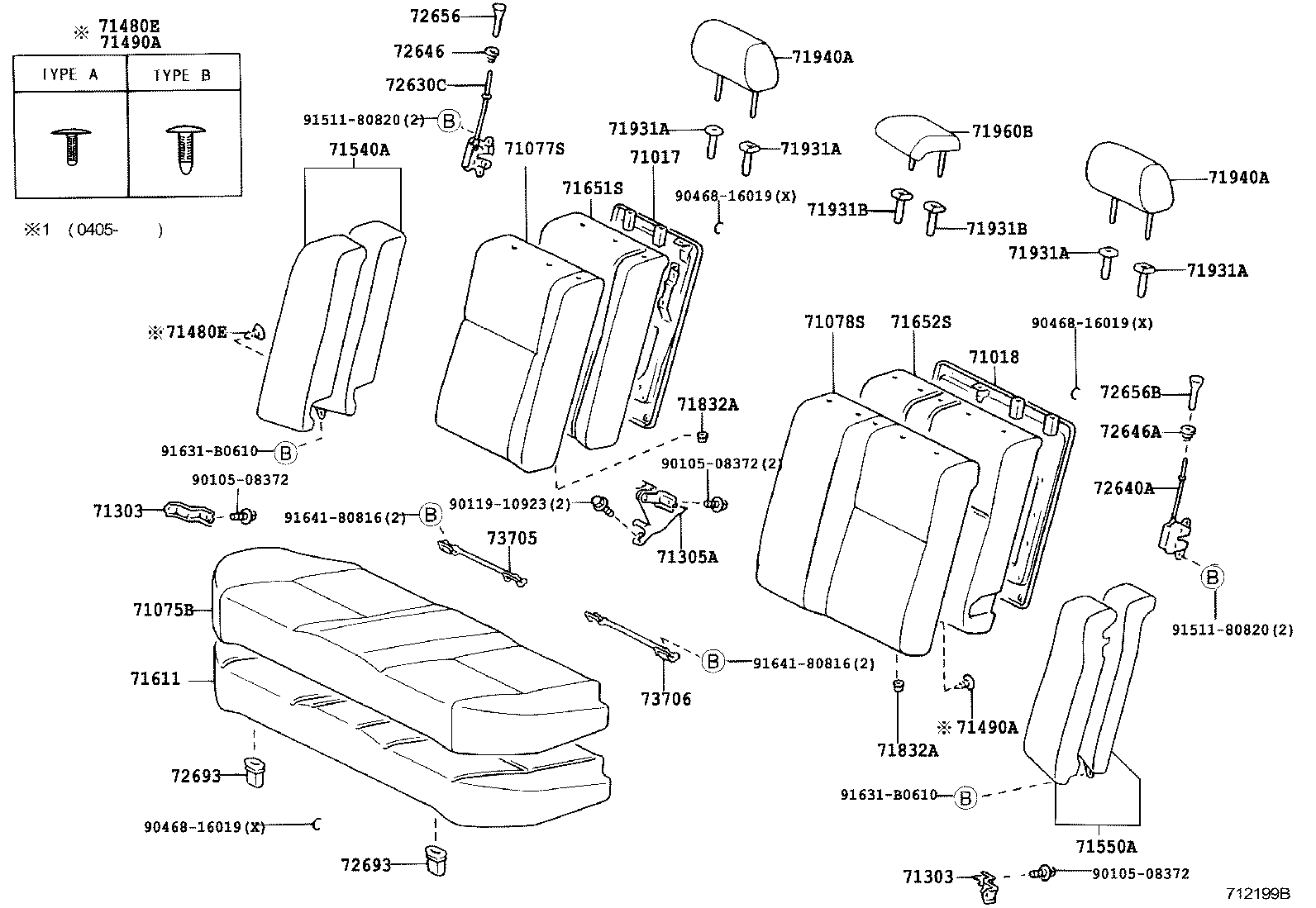 71017-13280 FRAME SUB-ASSY, REAR SEAT BACK, RH product image