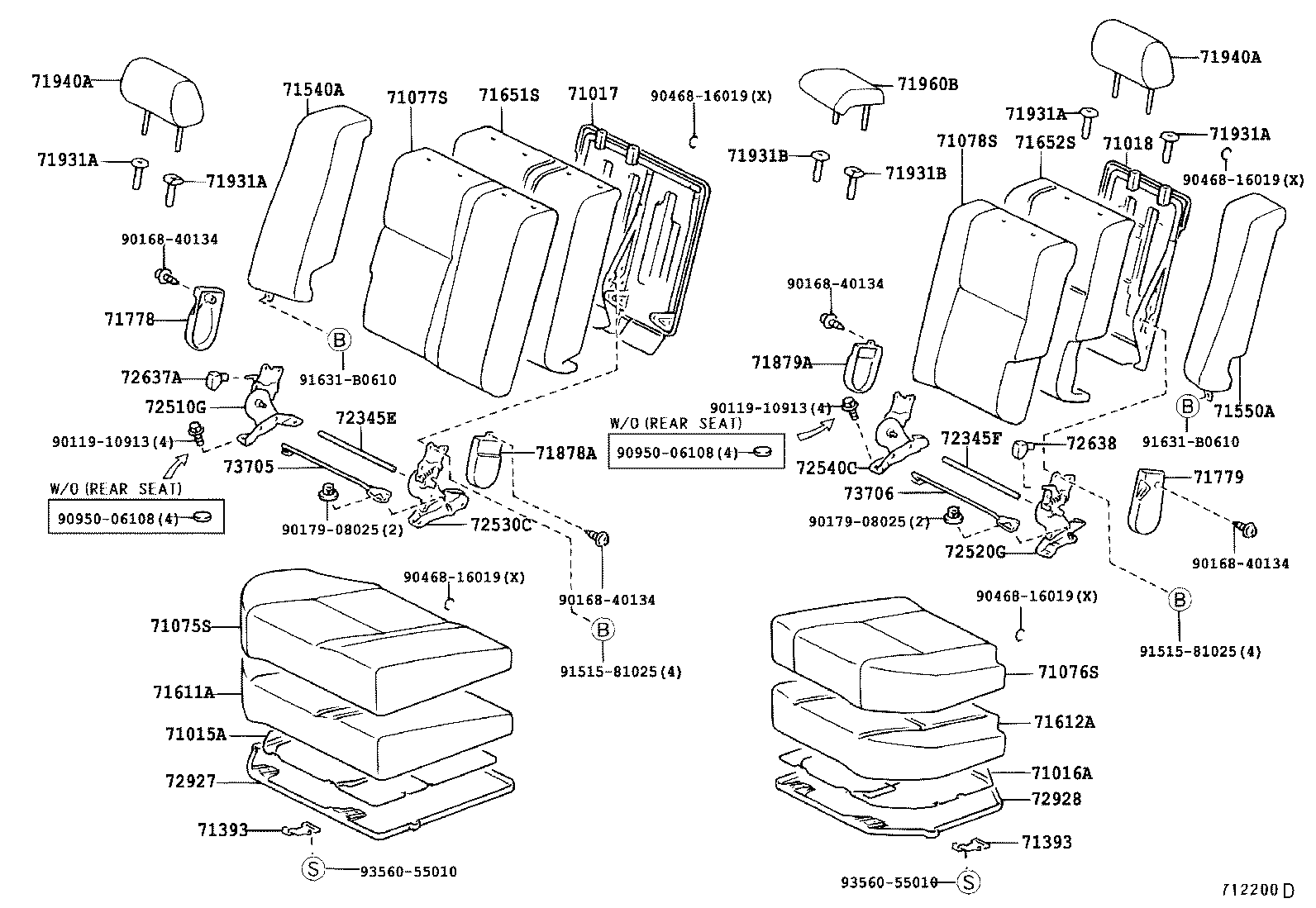 71017-13280 FRAME SUB-ASSY, REAR SEAT BACK, RH product image